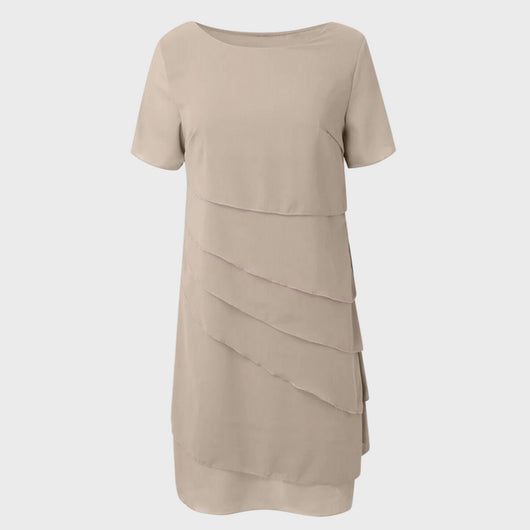 Emilia | Damen Cocktailkleid geschichtetes Chiffon Kurzarm Abendkleid
