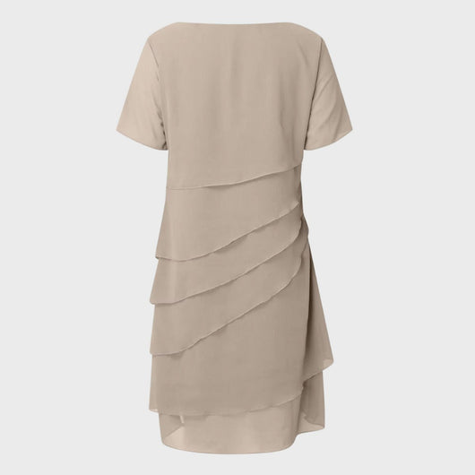 Emilia | Damen Cocktailkleid geschichtetes Chiffon Kurzarm Abendkleid