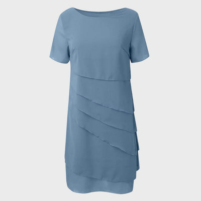 Emilia | Damen Cocktailkleid geschichtetes Chiffon Kurzarm Abendkleid