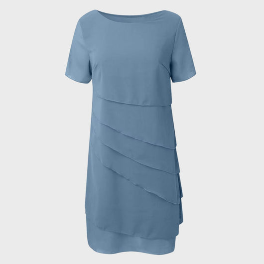 Emilia | Damen Cocktailkleid geschichtetes Chiffon Kurzarm Abendkleid