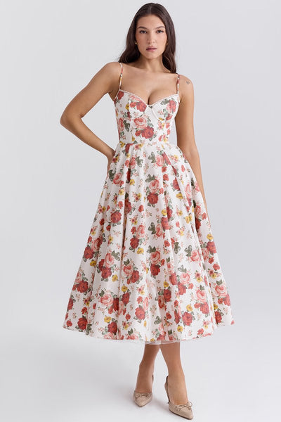 Annika | Damen Cocktailkleid Midi Schwingrock Bügelcup Trägerkleid