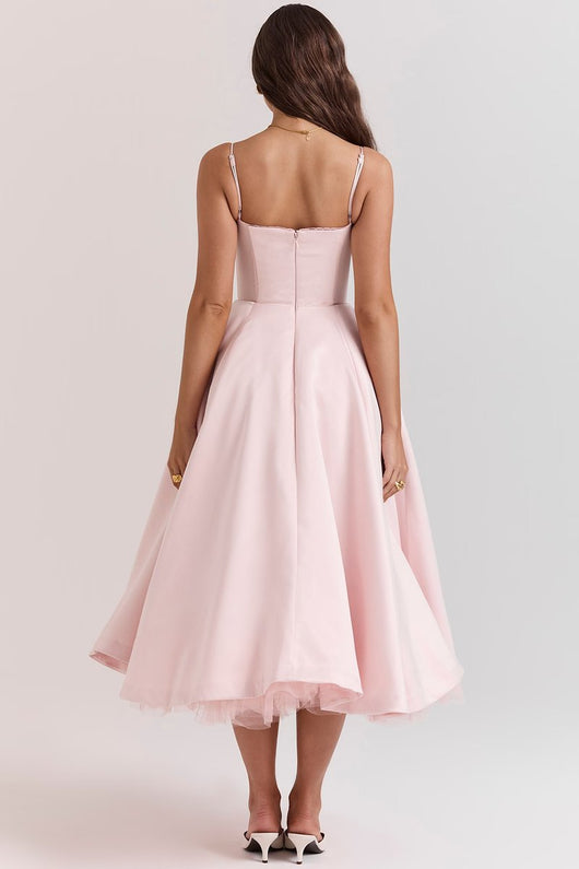 Annika | Damen Cocktailkleid Midi Schwingrock Bügelcup Trägerkleid