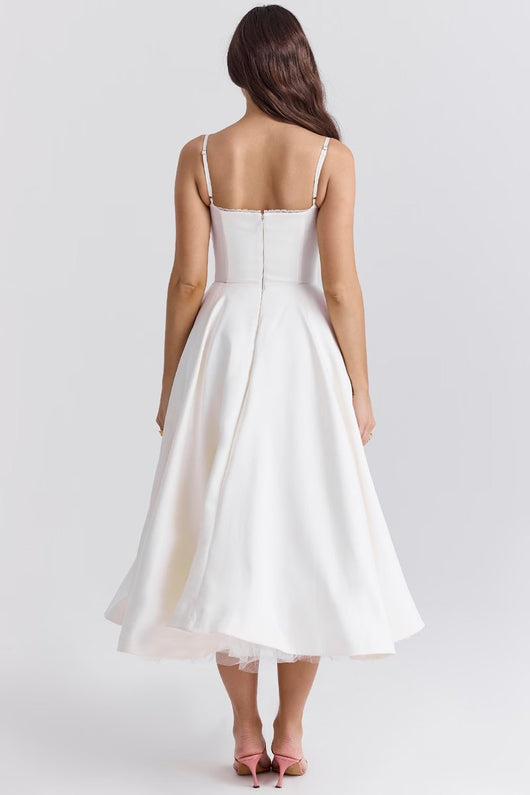 Annika | Damen Cocktailkleid Midi Schwingrock Bügelcup Trägerkleid