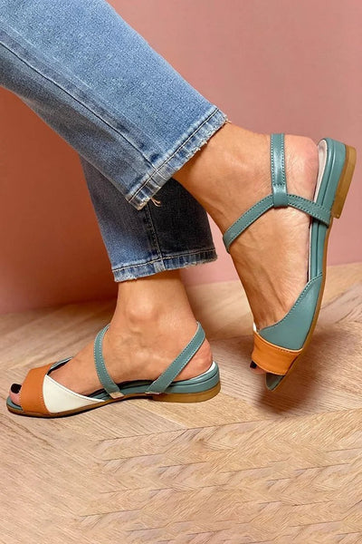 Elisabeth | Damen Colorblock Riemchen-Sandalen mit offenem Zehenbereich