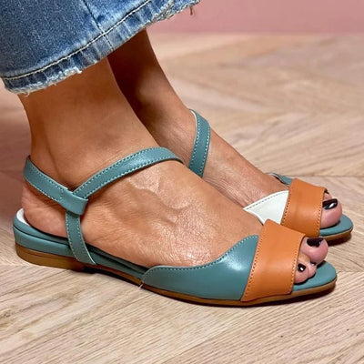 Elisabeth | Damen Colorblock Riemchen-Sandalen mit offenem Zehenbereich