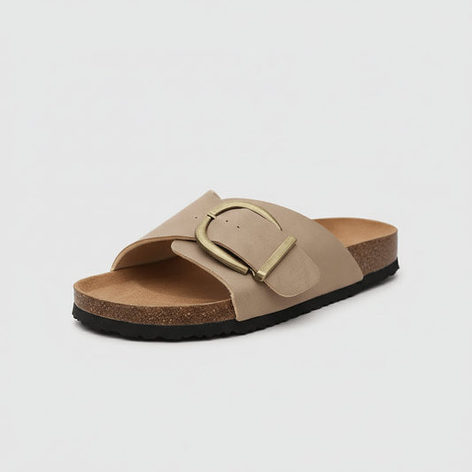 Katharina | Damen Comfortable Sandals Breiter Riemen Schnalle Slip-On Flachsandalen