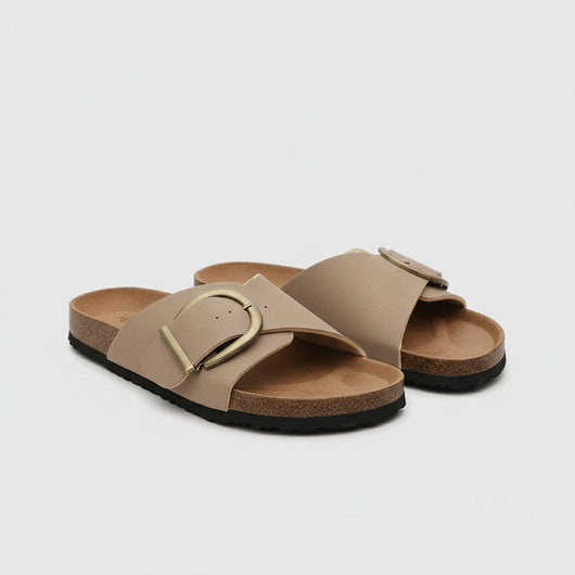 Katharina | Damen Comfortable Sandals Breiter Riemen Schnalle Slip-On Flachsandalen