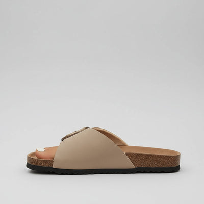 Katharina | Damen Comfortable Sandals Breiter Riemen Schnalle Slip-On Flachsandalen