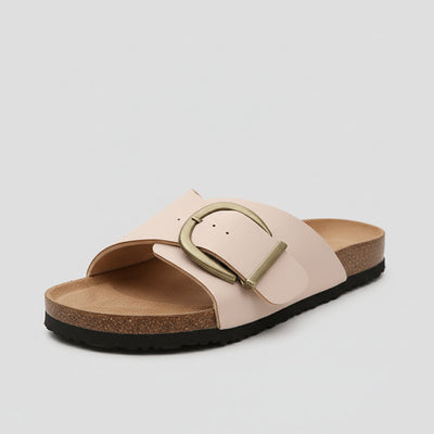 Katharina | Damen Comfortable Sandals Breiter Riemen Schnalle Slip-On Flachsandalen