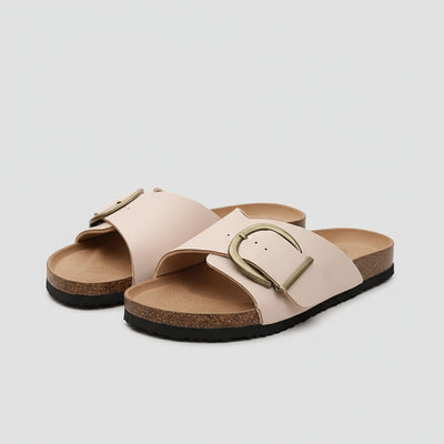 Katharina | Damen Comfortable Sandals Breiter Riemen Schnalle Slip-On Flachsandalen