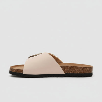 Katharina | Damen Comfortable Sandals Breiter Riemen Schnalle Slip-On Flachsandalen