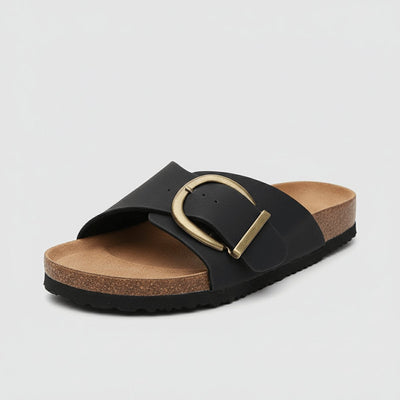 Katharina | Damen Comfortable Sandals Breiter Riemen Schnalle Slip-On Flachsandalen
