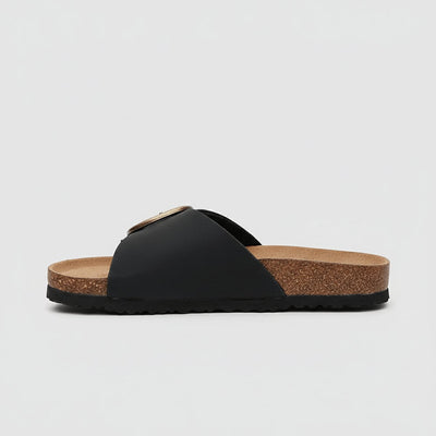 Katharina | Damen Comfortable Sandals Breiter Riemen Schnalle Slip-On Flachsandalen