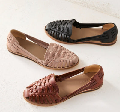 Elisabeth | Damen Comfortable Sandals Gewebte Geschlossene Flache Slip-on Schuhe