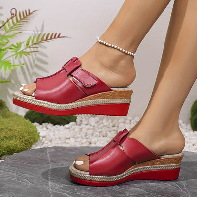Clara | Damen Comfortable Sandals Keilabsatz Klettverschluss Offene Zehen