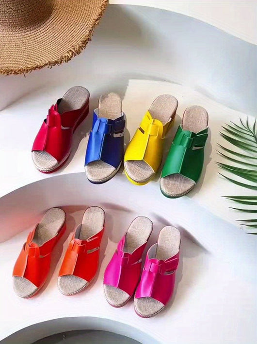 Clara | Damen Comfortable Sandals Keilabsatz Klettverschluss Offene Zehen