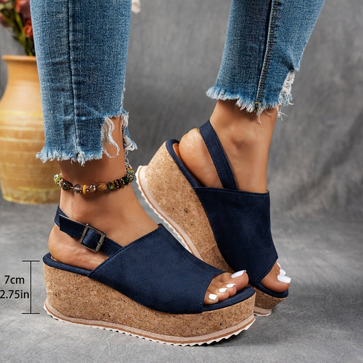 Emilia | Damen Comfortable Sandals Keilabsatz Leopardenmuster Verstellbare Schnalle