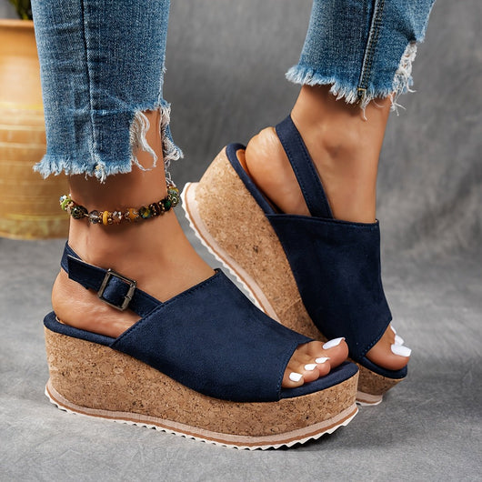 Emilia | Damen Comfortable Sandals Keilabsatz Leopardenmuster Verstellbare Schnalle
