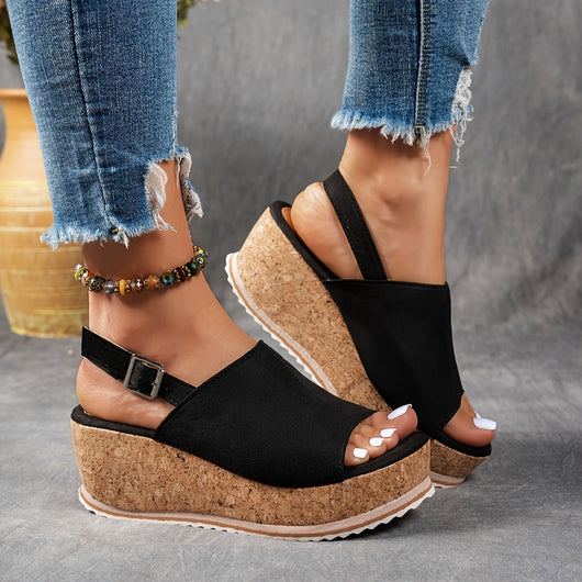 Emilia | Damen Comfortable Sandals Keilabsatz Leopardenmuster Verstellbare Schnalle