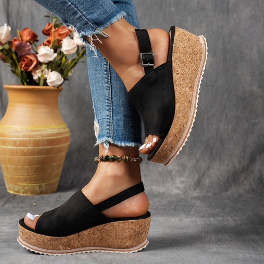 Emilia | Damen Comfortable Sandals Keilabsatz Leopardenmuster Verstellbare Schnalle