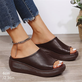 Charlotte | Damen Comfortable Sandals Keilabsatz Peeptoe Leichte Slip-on Pantoletten