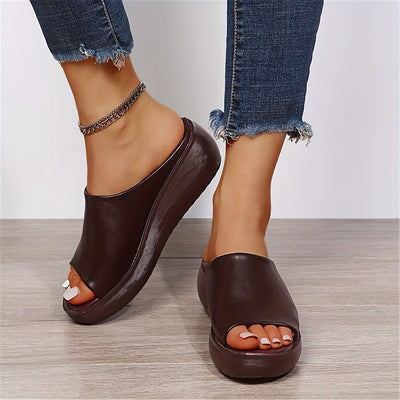 Charlotte | Damen Comfortable Sandals Keilabsatz Peeptoe Leichte Slip-on Pantoletten