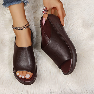 Charlotte | Damen Comfortable Sandals Keilabsatz Peeptoe Leichte Slip-on Pantoletten