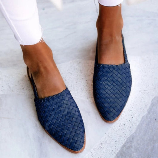 Charlotte | Damen Comfortable Sandals Leder Geflochten Spitzer Slingback Flach
