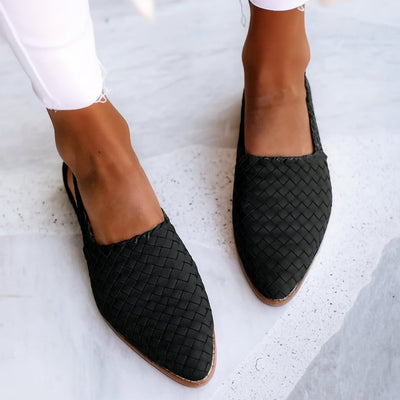 Charlotte | Damen Comfortable Sandals Leder Geflochten Spitzer Slingback Flach