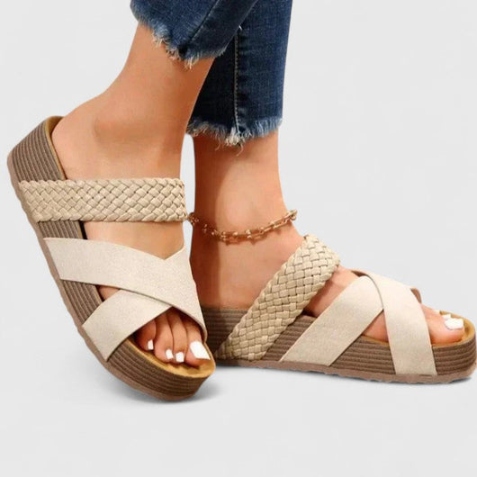 Hannah | Damen Comfortable Sandals Orthopädische Plateau-Kreuzriemen Sommersandalen