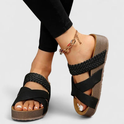 Hannah | Damen Comfortable Sandals Orthopädische Plateau-Kreuzriemen Sommersandalen