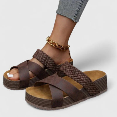 Hannah | Damen Comfortable Sandals Orthopädische Plateau-Kreuzriemen Sommersandalen