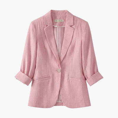 Nora | Damen Dreiviertelarm Leinen Blazer mit Einzelknopf