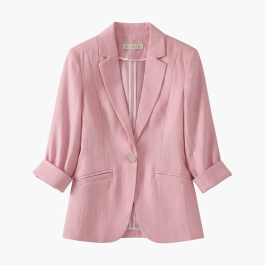 Nora | Damen Dreiviertelarm Leinen Blazer mit Einzelknopf