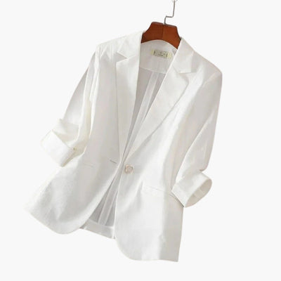 Nora | Damen Dreiviertelarm Leinen Blazer mit Einzelknopf
