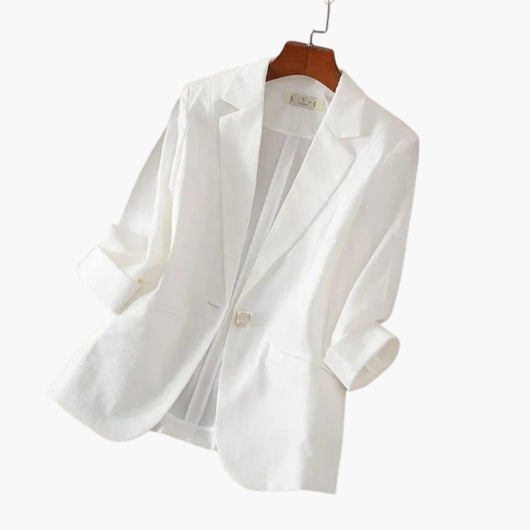 Nora | Damen Dreiviertelarm Leinen Blazer mit Einzelknopf