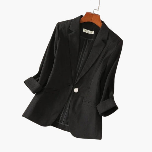 Nora | Damen Dreiviertelarm Leinen Blazer mit Einzelknopf