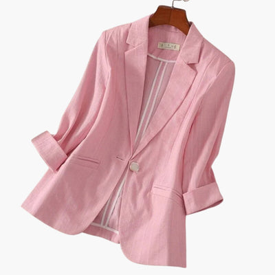 Nora | Damen Dreiviertelarm Leinen Blazer mit Einzelknopf