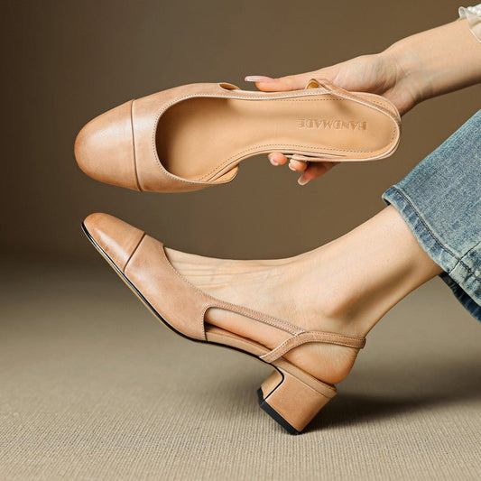 Leonie | Damen Echtleder Slingback-Pumps mit Mandelspitze