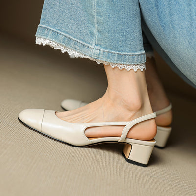 Leonie | Damen Echtleder Slingback-Pumps mit Mandelspitze