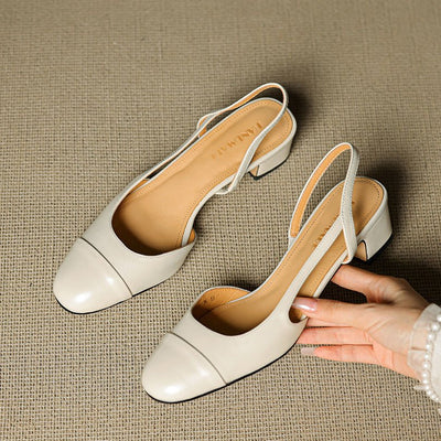 Leonie | Damen Echtleder Slingback-Pumps mit Mandelspitze