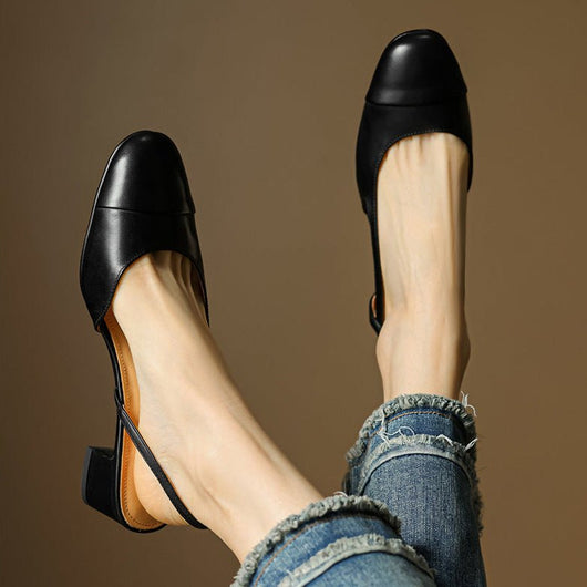 Leonie | Damen Echtleder Slingback-Pumps mit Mandelspitze
