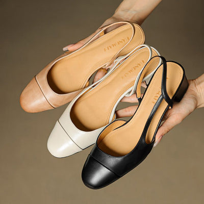 Leonie | Damen Echtleder Slingback-Pumps mit Mandelspitze