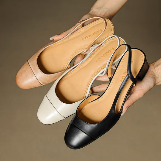 Leonie | Damen Echtleder Slingback-Pumps mit Mandelspitze