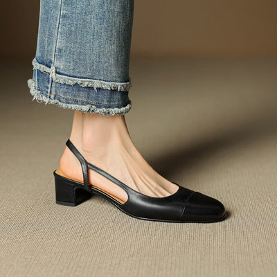Leonie | Damen Echtleder Slingback-Pumps mit Mandelspitze