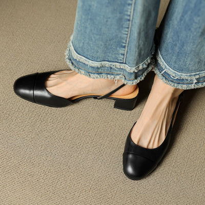 Leonie | Damen Echtleder Slingback-Pumps mit Mandelspitze