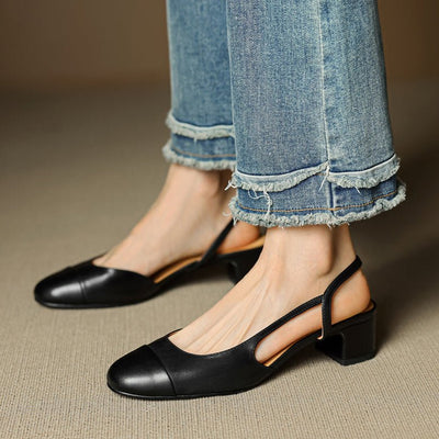 Leonie | Damen Echtleder Slingback-Pumps mit Mandelspitze