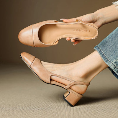 Leonie | Damen Echtleder Slingback-Pumps mit Mandelspitze