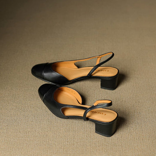 Leonie | Damen Echtleder Slingback-Pumps mit Mandelspitze