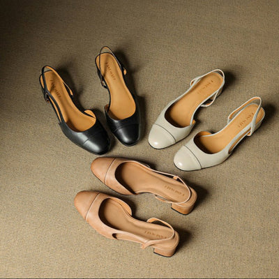 Leonie | Damen Echtleder Slingback-Pumps mit Mandelspitze